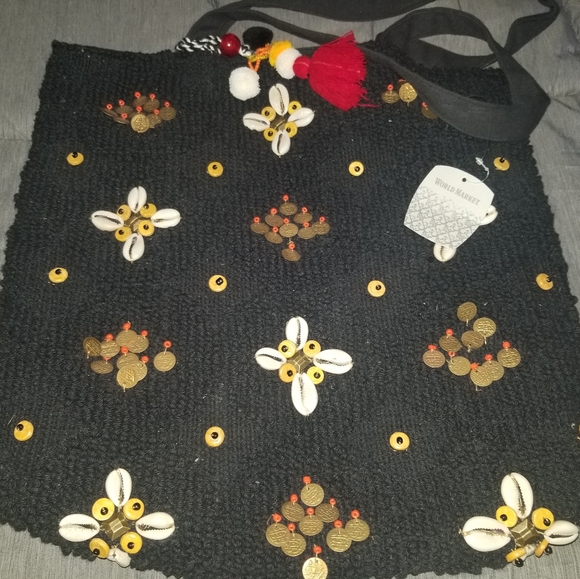 Cost Plus World Market Handbags - World Market Black Boho Tote